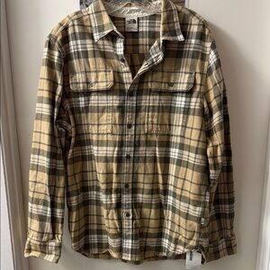 The North Face Men's Beige and Green Plaid Shirt Jacket
